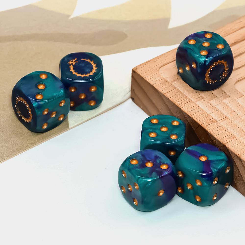 مجموعة من 6 قطع من نرد D6 ذهبي - مراجعة Board Game Dnd وسعره